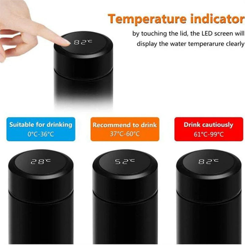 Garrafinha térmica com medidor de temperatura